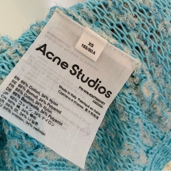 ACNE STUDIOS Blue Textured Cotton Weave Cardigan Blue XS NWT flaw - Picture 11 of 16